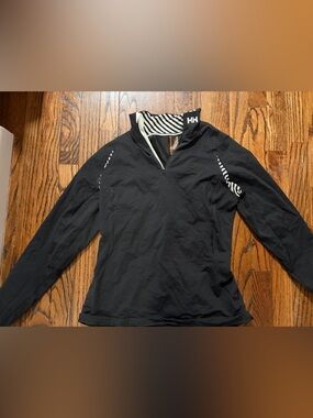 Helly Hansen Half Zip Pullover Black Striped Collar Women's